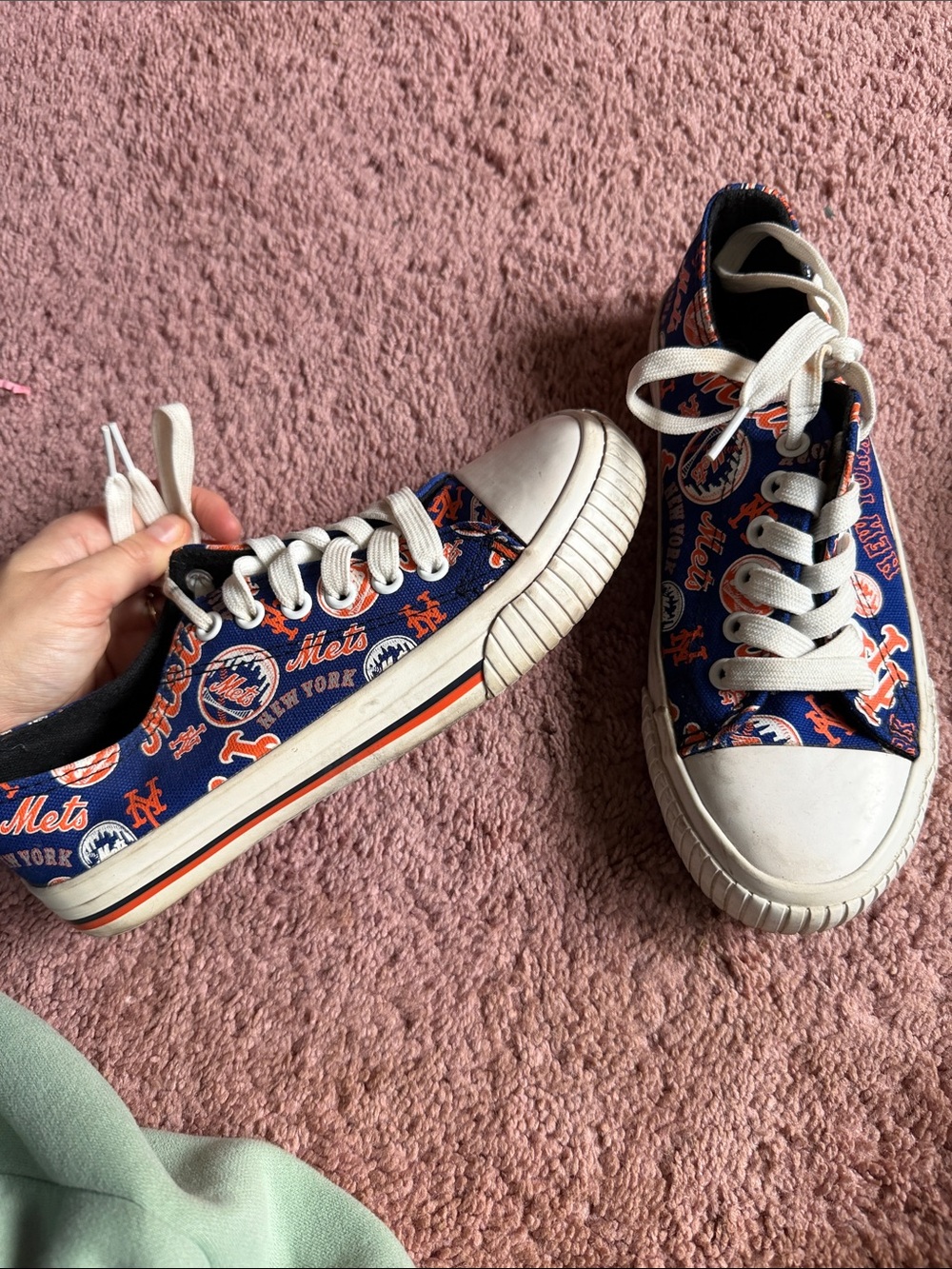 New York Mets Women's Navy & Orange Canvas Sneakers